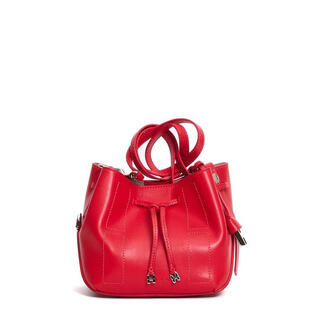 Hogan women's bucket bag drawstring closure structured design portable storage daily carry red smooth leather red