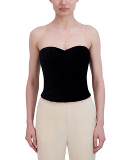 Bcbg max azriabcbgmaxazria women's strapless sweetheart neck velvet top black//white 2
