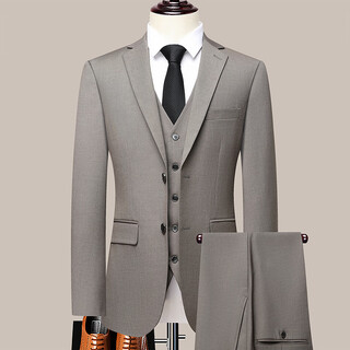 Septwolves jacket expert men's italian couture suit three-piece slim casual business formal wear two-button groom wedding dress suit khaki khaki l