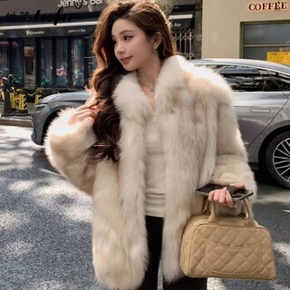 Tafu brand women's fox fur coat for women 2025 winter new style korean style temperament stand-up collar slim fur coat gilt two-color dyed tip m size 105-120jin jin is equal to 0.5 kg