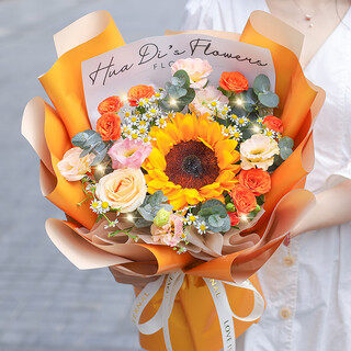 Baihuaguan flower express flower gift sunflower real bouquet birthday gift for teachers, girls and seniors same-day delivery in the city with a brilliant future |dy945
