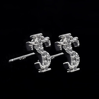 Junmin stk smalltownkid full diamond earrings earrings jewelry decorations american retro street trend silver pair with box