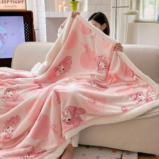 Sanrio milk velvet lamb velvet blanket cute kitty cat air conditioning blanket office nap sofa cover blanket cute house melody 150cm*200cm single blanket