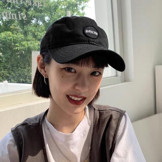 Ins hat women's summer fashion simple m letter embroidered baseball cap men's versatile curved brim sun hat korean style peaked cap circle brtxn-black adjustable
