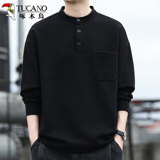 Woodpecker (tucano) henry collar sweatshirt men's autumn and winter long-sleeved t-shirt casual inner layer comfortable bottoming shirt top high-end men's clothing
