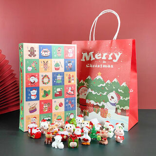 24格圣诞节洞洞乐倒数日历盲盒圣诞老人摆件儿童抽奖玩具节日礼物 礼品袋+24格圣诞洞洞乐1盒