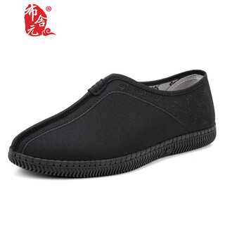 Busheyuan spring new old beijing cloth shoes men's chinese style traditional national style embroidery soft sole slip-on shoes casual black_411-2123 38