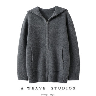 Qichao heavyweight thickened 800g hooded pure cashmere zipper cardigan for women 2025 autumn and winter 100% cashmere sweater hoodie gentleman gray xs