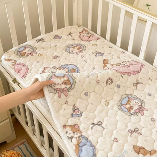 Pupan customized winter children's milk velvet quilted mattress class a infant and toddler splicing bed plus velvet sheet mat and bedding cat class a warm velvet soft and skin friendly 60x180cm single piece mattress