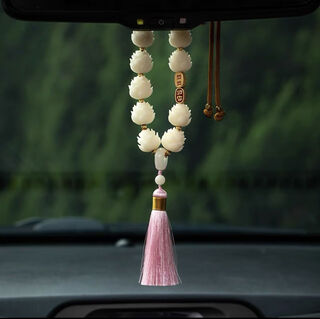 Litian car rearview mirror pendant, good luck lotus, baby buddha and bodhi lotus car interior decoration, ladies car interior pendant, good luck lotus pink meaning good workmanship