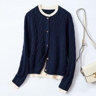 Jinju 2025 new autumn style 100% pure wool knitted cardigan sweater for women high-end temperament niche sweater jacket top