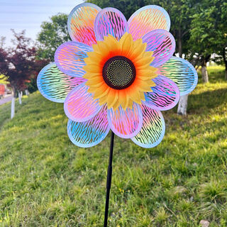 Shantou lin village double-layer rotating colorful windmill children's toys festival gift decoration outdoor large windmill scenic spot double-layer colorful wave sunflower windmill