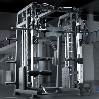 Yanbo smith machine commercial comprehensive trainer bench press squat rack home gantry rack multifunctional fitness equipment bare metal + 150kg table + stool delivery package installation