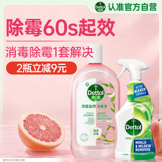 Sterilization and mildew removal cleaning combination pack dettol fragrance natural disinfectant 1l + mildew removal spray 500ml