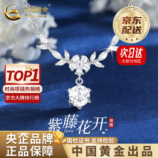 Chinese gold sterling silver wisteria blossom necklace for women, versatile temperament, high-end sense lock, valentine's day birthday gift for girlfriend and wife, when/next day delivery, pure silver * wisteria blossom necklace, brand gift box