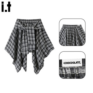 Chocoolate it women's skirt design plaid strap skirt for women autumn and winter hip-covering hot girl style trendy a-line skirt black grid s
