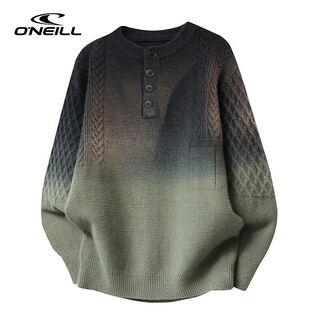 O neilloneill/o'neill gradient color trendy henry collar sweater men's autumn and winter contrast color versatile warm sweater black m