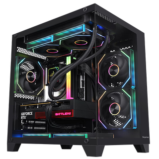 鑫谷（segotep）U502黑色海景房机箱（顶置240水冷位/M-ATX主板位/玻璃侧透/支持5070显卡/家用游戏电脑主机箱）