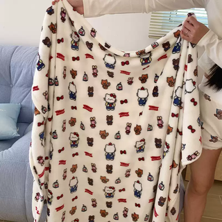 Yusenyi cartoon milk velvet blanket children's sofa blanket office nap coral velvet throw blanket summer small air conditioning blanket gt overalls kitten 70*100 single throw blanket