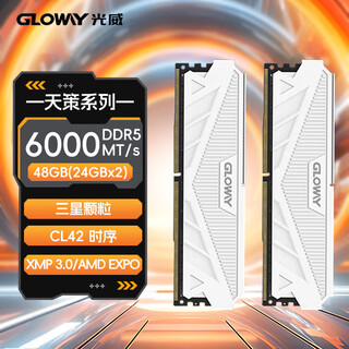 Gloway 48gb (24gbx2) ddr5 6000 desktop memory tiance vest strip samsung particles cl42 haoyue white