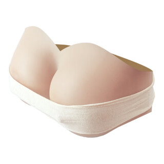 Tube top prosthetic breasts for men, silicone fake breasts, cd cross-dressing cos, women's clothing boss anchor, big breasts, skin color v-neck tube top, a cup (s size)