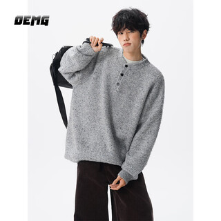 Oemg pullover sweater men's autumn style lazy style sweater top lazy trendy brand henry collar sweater jacket gray 2xl recommended 130-150jin jin equals 0.5 kg