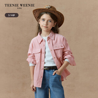 Teenie weenie children's clothing girls' sweet preppy style long-sleeved shirt pink 140