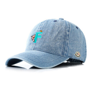 Mongolian piano new denim baseball cap for men and women, fashionable and versatile, face-showing small visor, warm, casual, outdoor mountaineering, four seasons, medium blue, adjustable