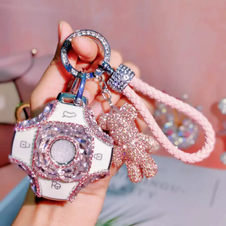Yusenyi is suitable for dongfeng yipai 007 key cover 2024 new e008 four-wheel drive car remote control protection bag buckle gemstone pink + pure pink mini bear + diamond ring round rope