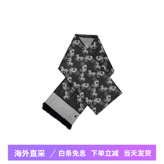 Coach scarf carriage logo large velvet scarf women's gray black default packaging