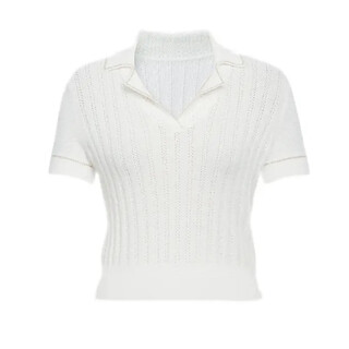 Girdear's new autumn style casual, stylish, versatile and breathable v-neck short-sleeved sweater for women 1399554 white s (size 2)
