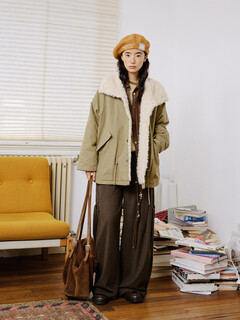 Octopusme octopus home 10/31 new at 20:00 fleece collar workwear-like down jacket khaki m