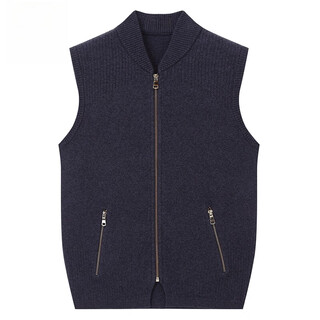 King deer men's pure cashmere sweater men's sleeveless cardigan autumn and winter knitted vest with pocket vest zipper waistcoat thickened black gray l 115/175 code