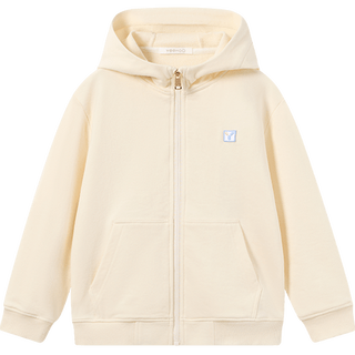 Ying's boys and girls jacket autumn new zipper boys and large children's sports hooded sweatshirt for girls off-white (150 and above recommended to go up 1 size) casual letters (girls) 140 cm