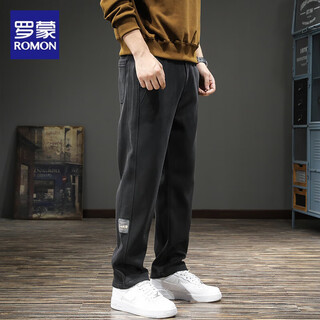 Luo meng autumn 2025 new sports sweatpants men's loose large size drapey wide-leg trousers spring and autumn men's straight casual pants 8555 black gray regular xl size