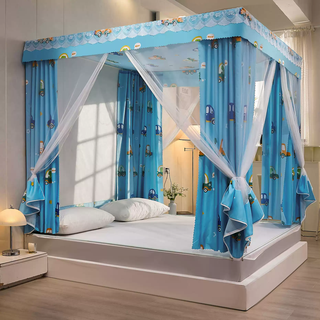 Fantasy bed-style home blackout mosquito net bed curtain integrated 1.5m 1.8 bed fully enclosed zipper yurt dustproof top mengqu auto - full bottom bed curtain + dustproof top + curtain 1.2 bed * 2m long reinforced self-connecting bracket for air supply