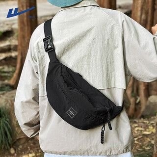 回力胸包男2025新款休闲斜挎包潮牌运动超轻单肩包防泼水户外腰包女生 黑色