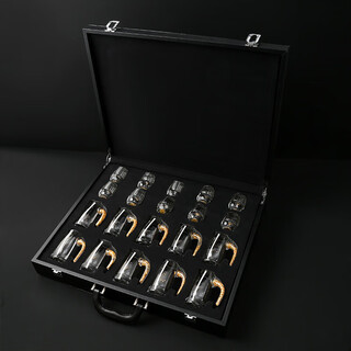 Water drop gold foil white cup set home strong cup creative crystal glass gift gold foil faceted model 100ml10+10 suitcase model