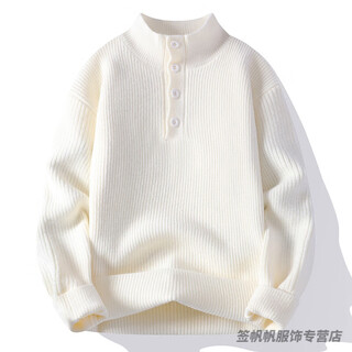 Mr. jones button henry collar sweater men's loose 2025 new autumn and winter thickened warm tops men's bottoming sweater we25661 off-white m approximately 95-115 jin jin equals 0.5 kg can be worn