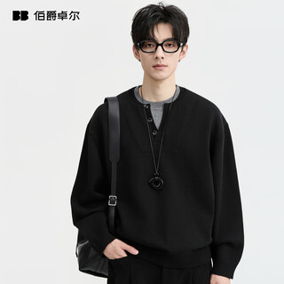 Earl zall wool fake two-piece henry collar 25 autumn long-sleeved knitted bottoming shirt boys contrast sweater