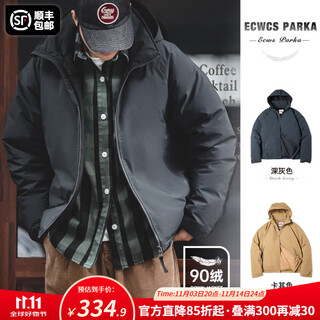 Madden workwear american retro hooded down jacket men's autumn and winter thickened warm jacket 90 white duck down men's coldproof clothes dark gray 2xl (170-185jin jin equals 0.5kg)