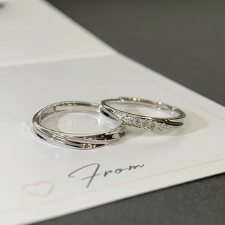 Keshan lao phoenix gold store pt950 platinum couple ring to cross the river of love together, imitation platinum gold for men and women, opening adjustment, couple model, one pair