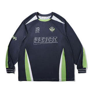 American shooting clothes, football training clothes, cycling clothes, sports t-shirts, retro racing suit fusion, haze blue fusion theme long sleeves s s