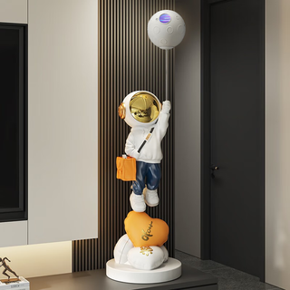 Jizhao 2026 new astronaut starry sky lamp high-end smart audio tv cabinet with storage and decorations on both sides orange starry sky lamp shoulder bag astronaut height 155cm