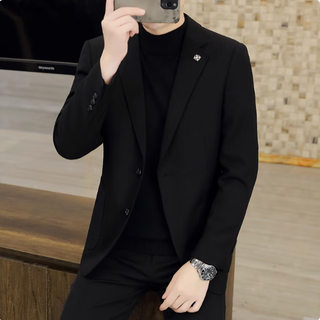 Lilanz lilanz костюмы мужские деловые повседневные маленькие костюмы для молодежи и среднего возраста одиночные костюмы для папы весна и осень новая мужская одежда 6002_чистый черный l 175_