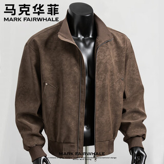 Mark huafei american retro matte pu leather jacket men's autumn trendy short cleanfit right shoulder stand collar flight jacket