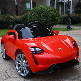 Woluqi's new children's electric car, four-wheel car, children's toy remote control car, which can seat men and women, rechargeable stroller, 12v red dual drive - hard seat + remote control, electric drive