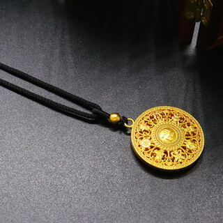 Langqing vietnamese sand gold eight treasures compass pendant for men and women simulated gold necklace braided rope long style swastika eight treasures pure black thread