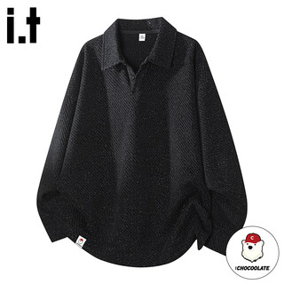 Chocoolateit sweatshirt men's autumn new trendy brand sweatshirt jacket men's lapel pullover top men black xl