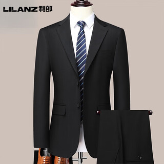 Lilan 2025 spring and autumn new men's suit suit business casual professional wear formal tailored jacket suit men gdb/603 black suit suit 2xl 185 140-160jin jin equals 0.5 kg